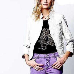 Zadig & Voltaire Verys Cuir Froisse Judo Crinkle Leather Jacket Small 36 NWT